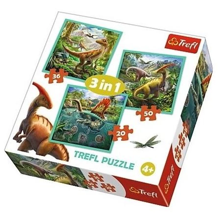 Trefl 34837 - Dinoszauruszok - 3 az 1-ben (20, 36, 50 db-os) puzzle