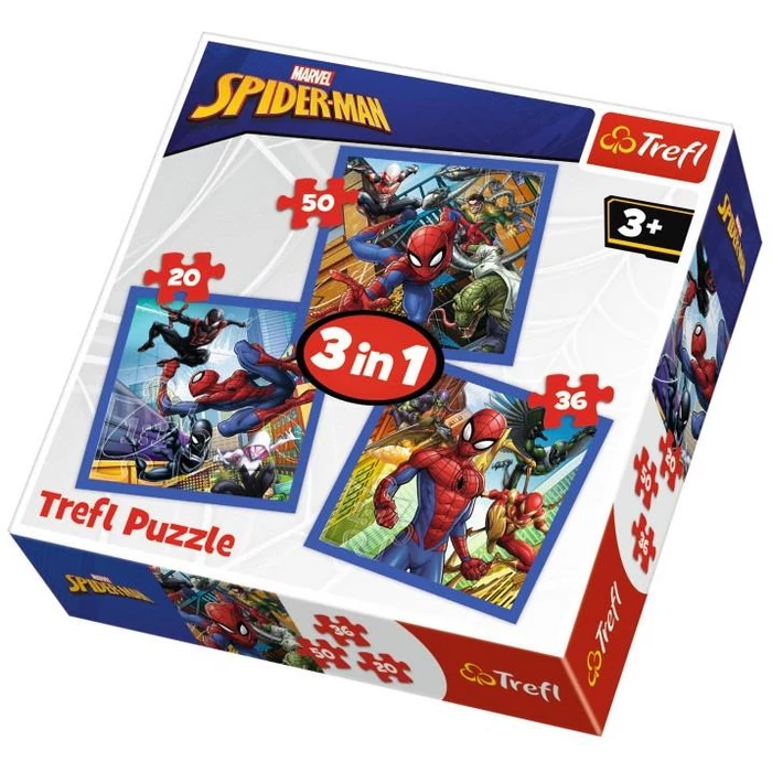 Trefl 34841 - Pókember és ellenfelei - 3 az 1-ben (20, 36, 50 db-os) puzzle