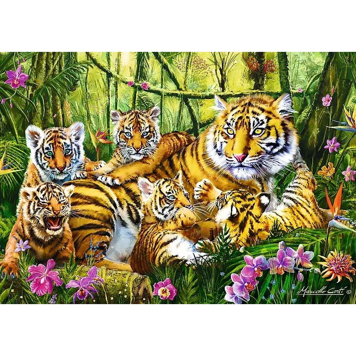 Trefl 37350 - Tigris család - 500 db-os puzzle