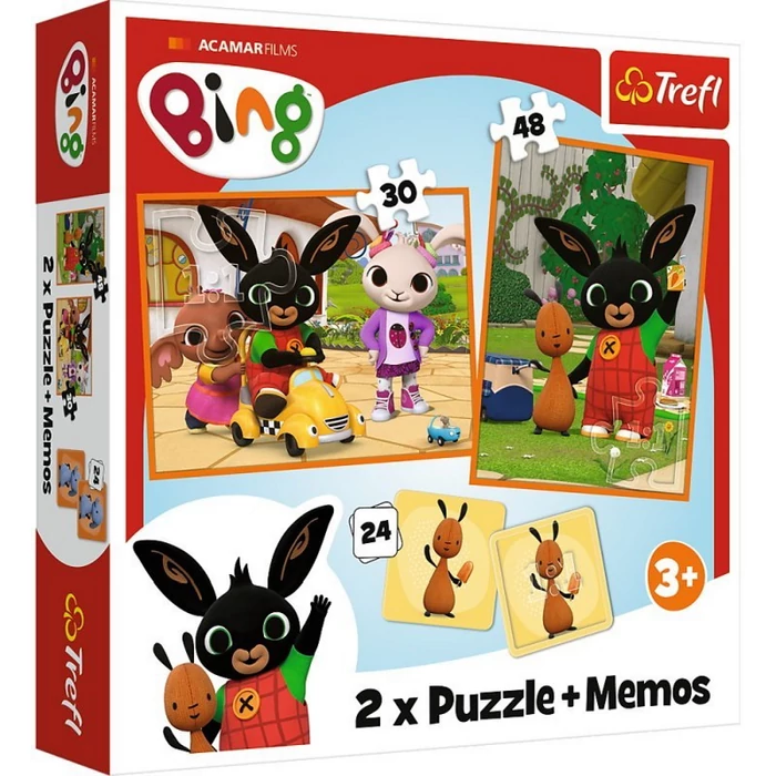 Trefl 93332 - Bing nyuszi és barátai - 2 az 1-ben puzzle és memóriajáték