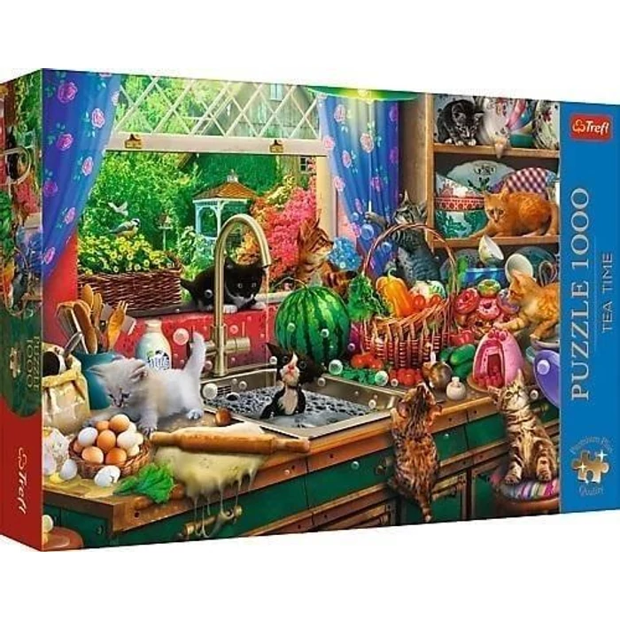 Trefl 10839 - Tea Time - Bajkeverő cicák - 1000 db-os Premium Plus puzzle
