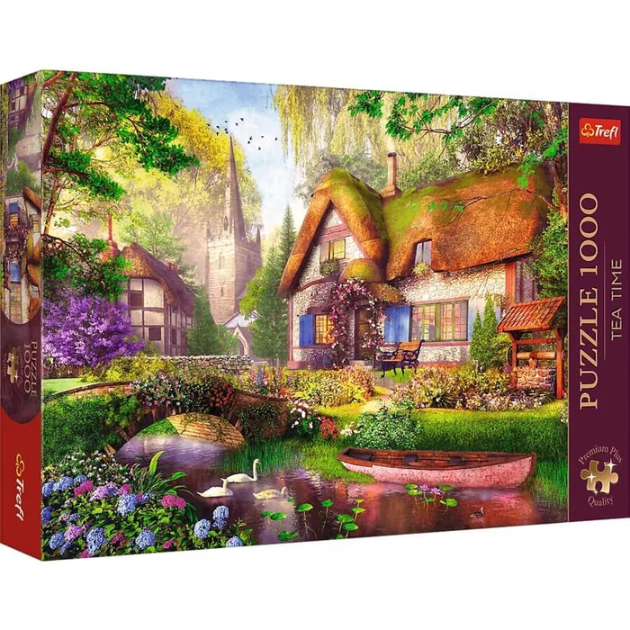 Trefl 10804 - Tea Time - Egy szép faház az erdőben - 1000-db-os Premium Plus puzzle
