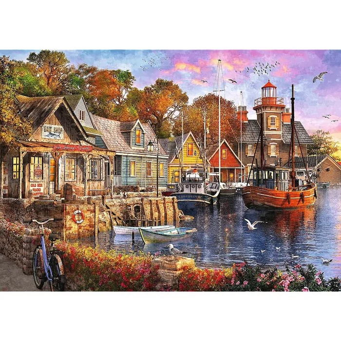 Trefl 10796 - Tea Time - Tengerparti kikötő - 1000-db-os Premium Plus puzzle