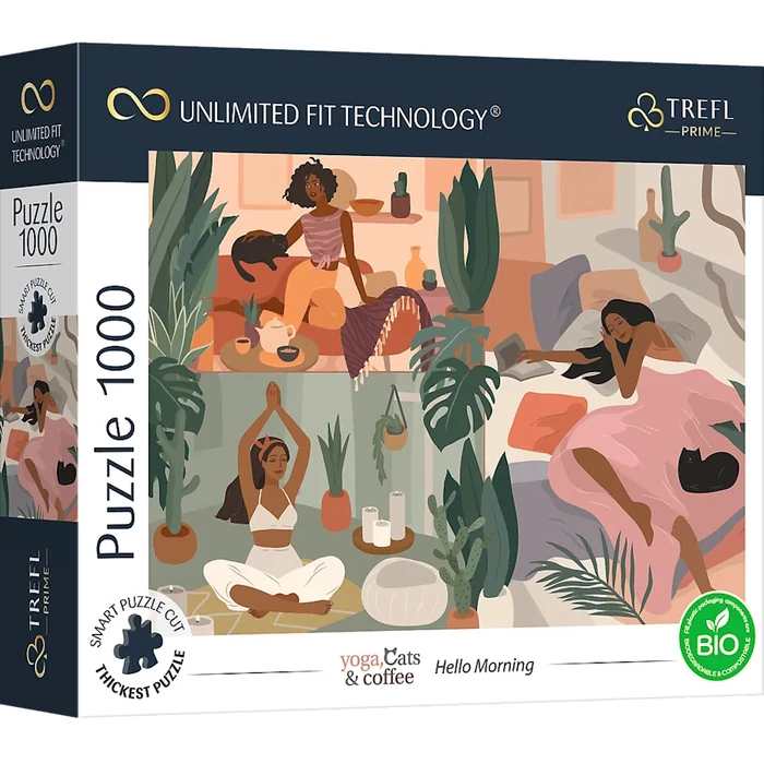 Trefl 10694 - Yoga, Cats, Coffee - Hello Morning - 1000 db-os UFT Prime puzzle