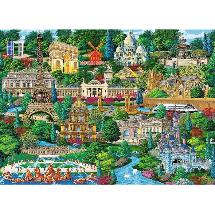 Trefl 1000 db-os Wood Craft Prémium Fa Puzzle - Franciaország nevezetességei (20150)