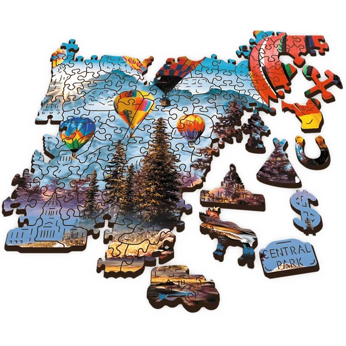 Trefl 1000 db-os Wood Craft Prémium Fa Puzzle - Színes léggömbök (20143)