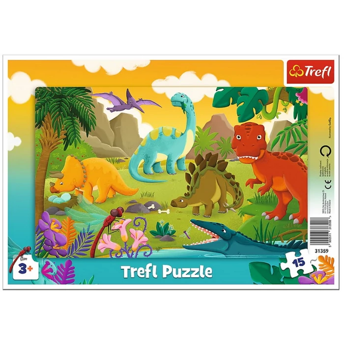Trefl 31359 - Dinoszauruszok - 15 db-os keretes puzzle