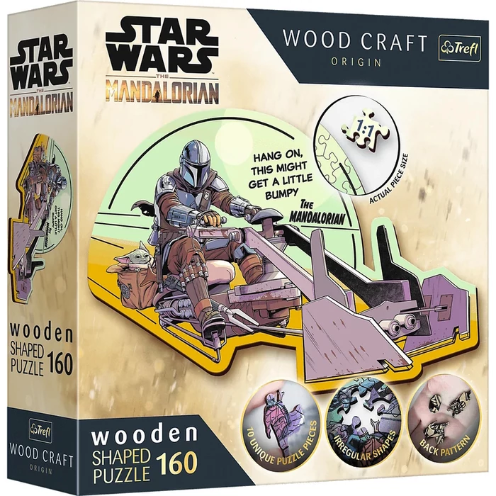 Trefl 20187 - Star Wars - Mandalorian - 160 db-os Wood Craft Prémium Fa Puzzle