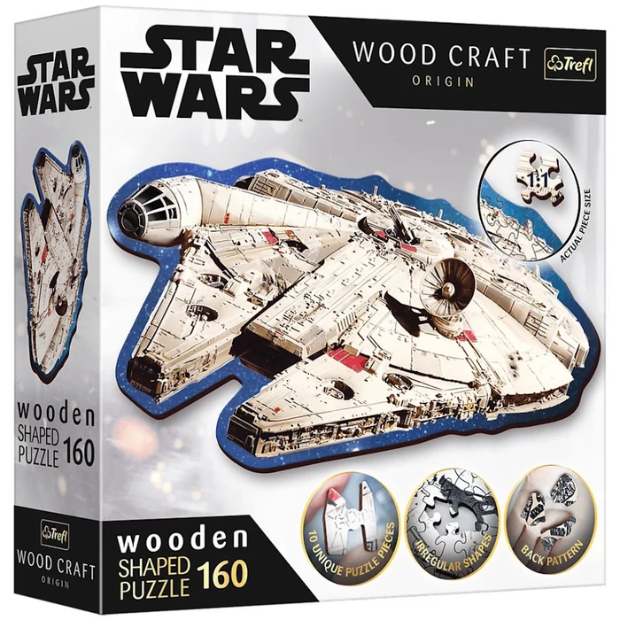 Trefl 20189 Wood Craft Shaped Prémium Fa Puzzle - Star Wars - Millenium Falcon - 160 db-os puzzle