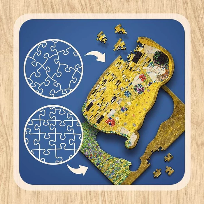 Trefl 20247 - Gustave Klimt - The Kiss - 200 db-os Wooden Contour Fa Puzzle