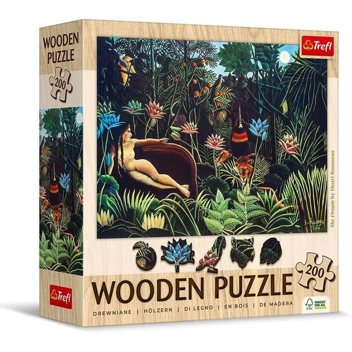 Trefl 20253 - Henri Rousseau - Az Álom - 200 db-os Wooden Contour Fa Puzzle