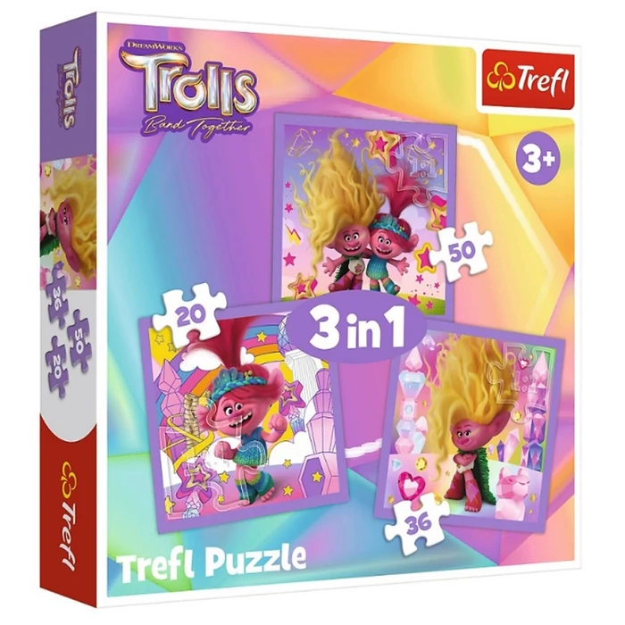 Trefl 34870 - Trollok - 3 az 1-ben puzzle (20, 36, 50 db-os) - Puzzle ...