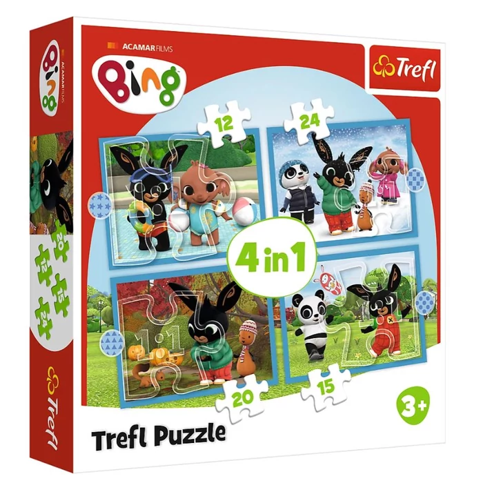 Trefl 34631 - Bing - Évszakok - 4 az 1-ben puzzle (12,15,20,24 db-os)
