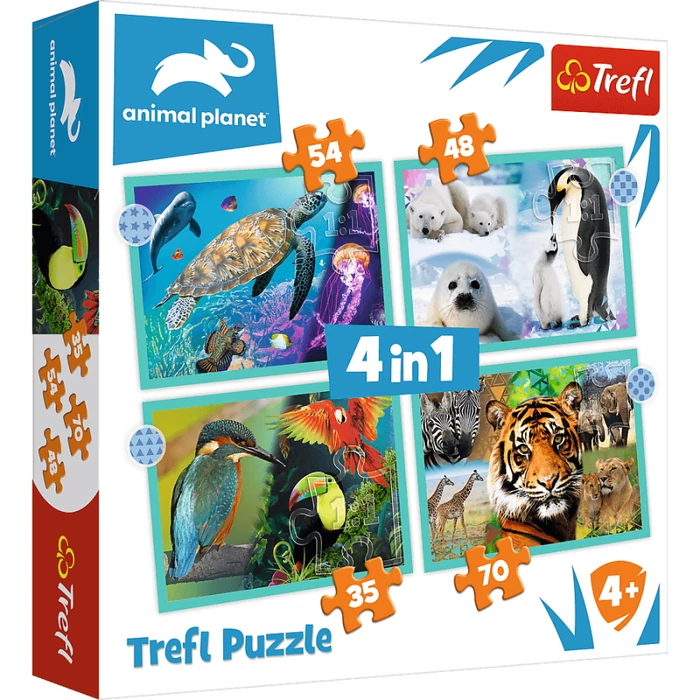 Trefl 34382 - Animal Planet - Az állatok titokzatos világa - 4 az 1-ben puzzle (35,48,54,70 db-os)