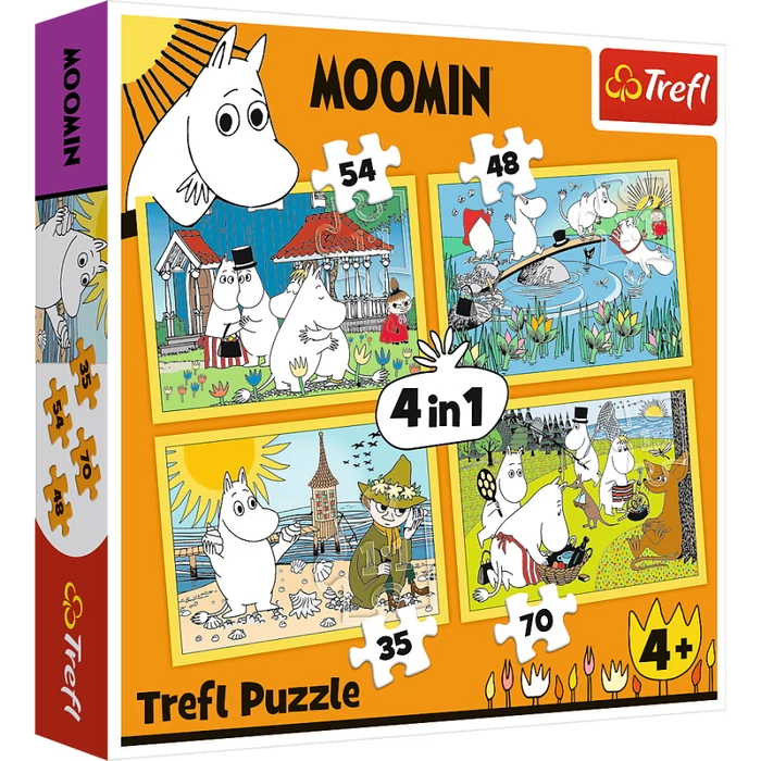 Trefl 34368 - Boldog Mumin napot! - 4 az 1-ben puzzle (35,48,54,70 db-os)