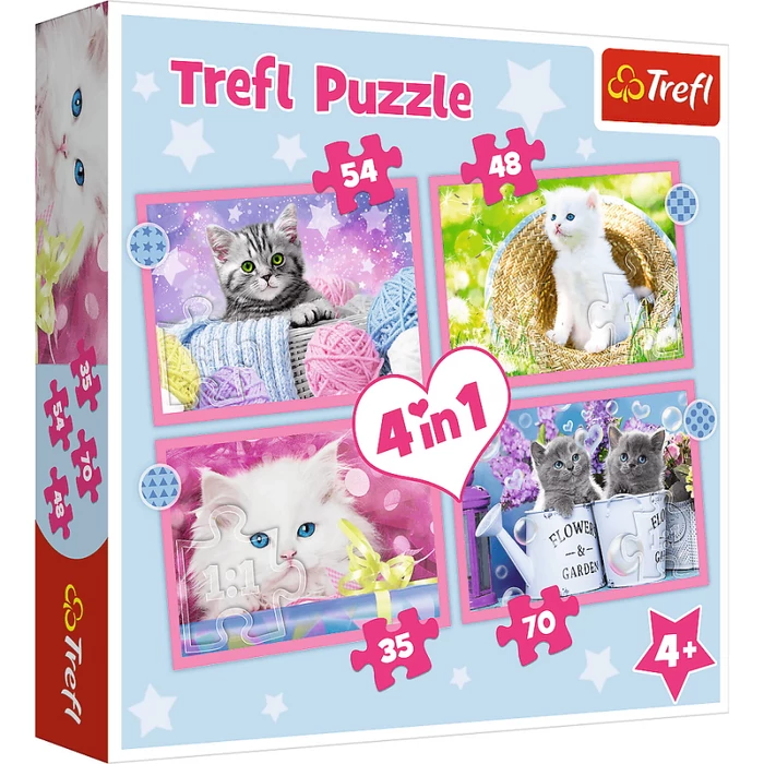 Trefl 34396 - Cuki cicák - 4 az 1-ben puzzle (35,48,54,70 db-os)