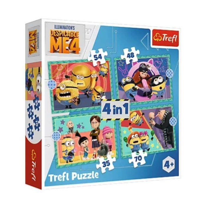 Trefl 34648 - Gru 4 - Crazy Minions - 4 az 1-ben puzzle (35,48,54,70 db-os)