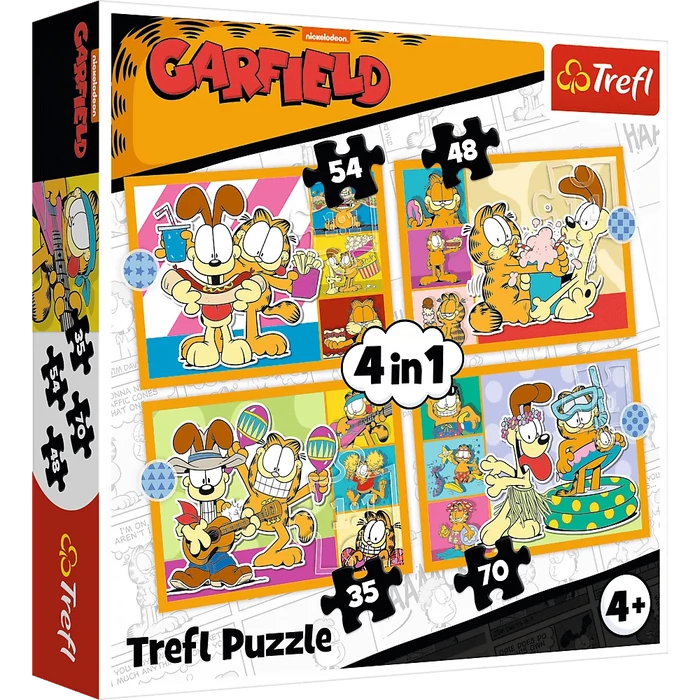 Trefl 34673 - Garfield - 4 az 1-ben puzzle (35,48,54,70 db-os)
