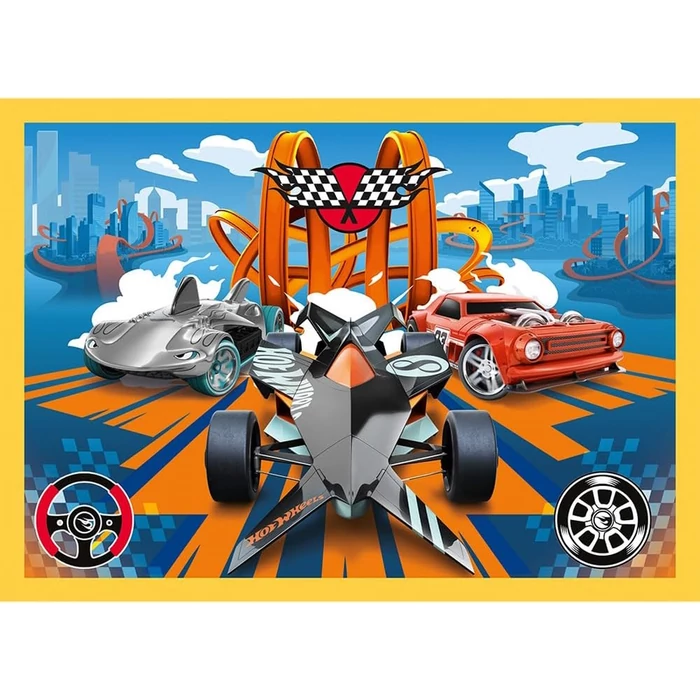Trefl 34627 - Hot Wheels - 4 az 1-ben puzzle (35,48,54,70 db-os)
