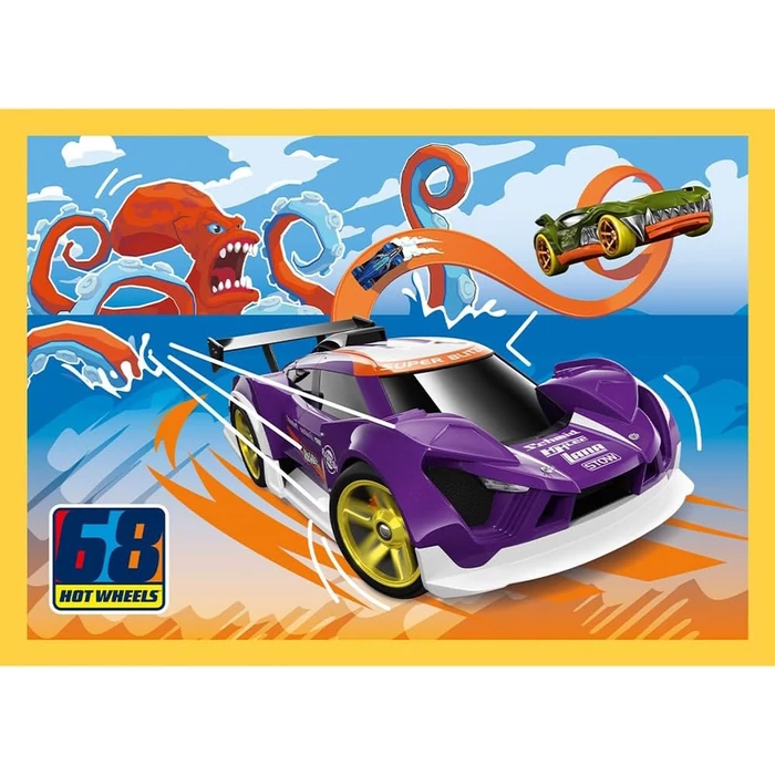 Trefl 34627 - Hot Wheels - 4 az 1-ben puzzle (35,48,54,70 db-os)
