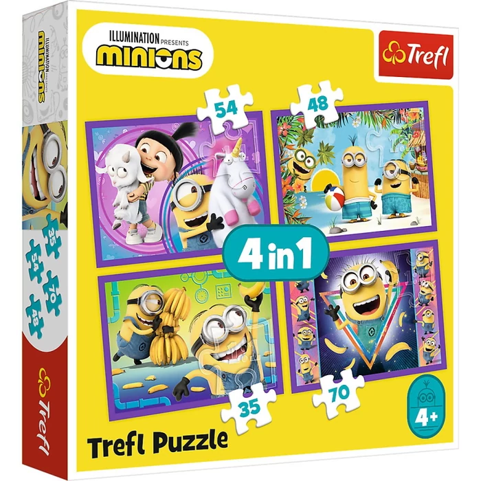 Trefl 34345 - Minyonok - 4 az 1-ben (35, 48, 54, 70 db-os) puzzle