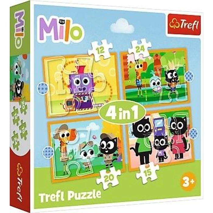 Trefl 34654 - Milo és barátai - 4 az 1-ben puzzle (12,15,20,24 db-os)