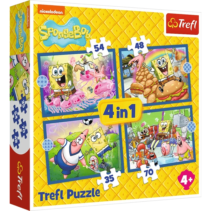 Trefl 34674 - Spongyabob - 4 az 1-ben puzzle (35,48,54,70 db-os)