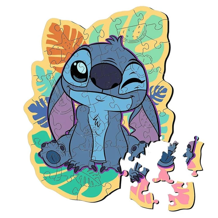 Trefl 20281 - Stitch - 50 db-os Wooden Contour Fa Puzzle - Puzzle 31-60 db