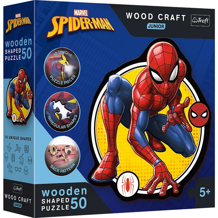 Trefl 20204 Wood Craft Shaped Prémium Fa Puzzle - Pókember - 50 db-os puzzle
