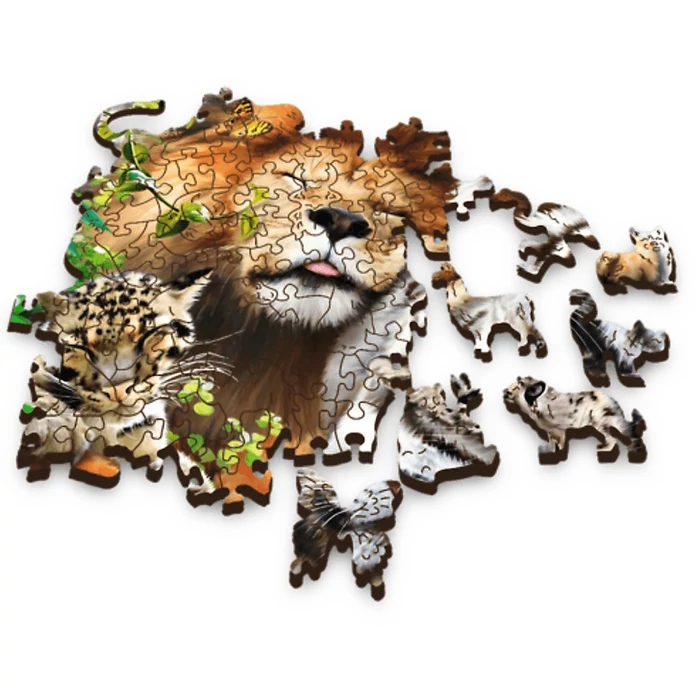 Trefl 501 db-os Wood Craft Prémium Fa Puzzle - A dzsungel vadmacskái (20152)