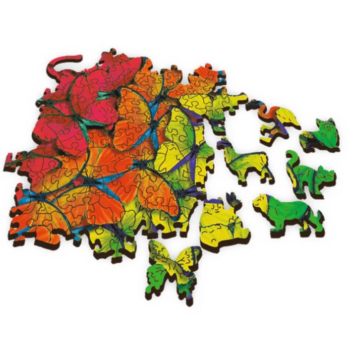 Trefl 501 db-os Wood Craft Prémium Fa Puzzle - Szivárvány pillangók (20159)