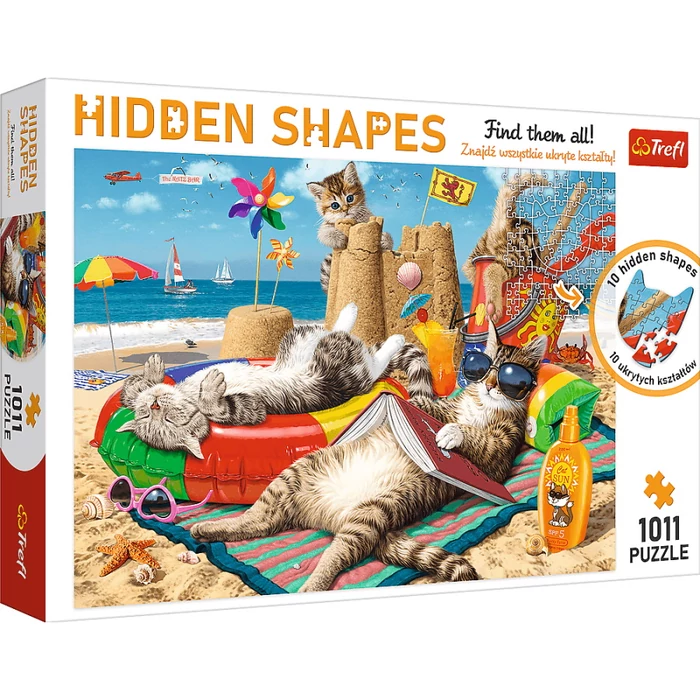 Trefl 10674 - Macskák vakációja - 1011 db-os Hidden Shapes puzzle
