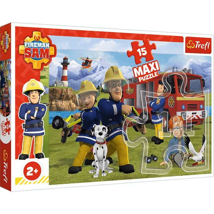 Trefl 14333 - Sam a tűzoltó - A csapat bevetésen - 15 db-os Maxi puzzle