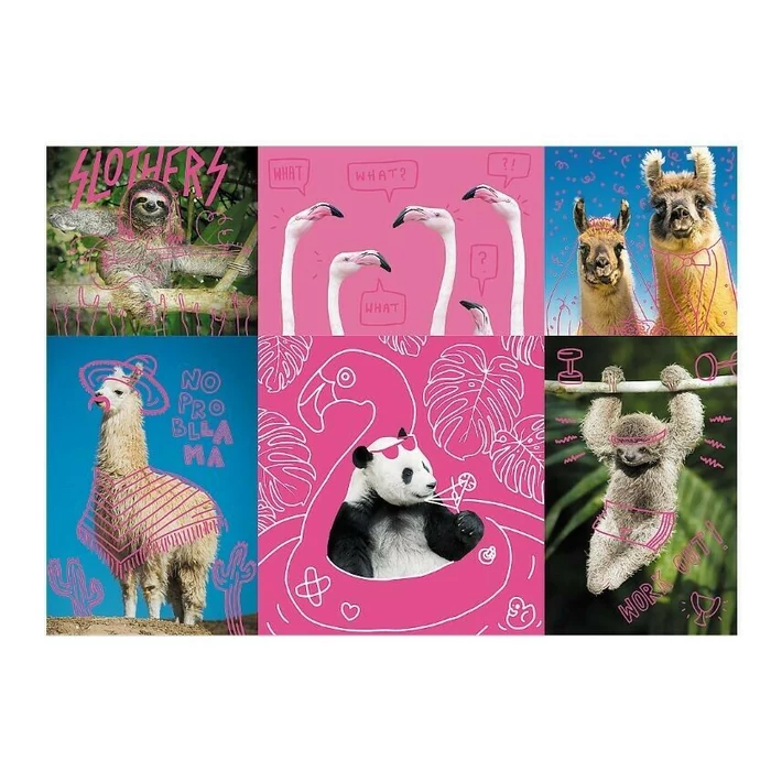 Trefl 10594 - Neon Color Line - Bolondos állatok - 1000 db-os puzzle