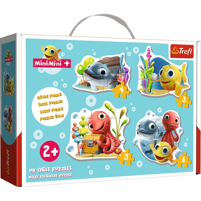 Trefl 36125 - Boldog halacskák - 4 az 1-ben puzzle (3, 4, 5, 6-db-os)