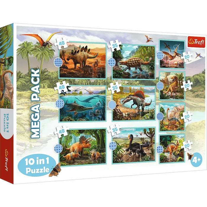 Trefl 10 az 1-ben puzzle (48, 35, 20) Dinoszauruszok - Mega pack (90390)