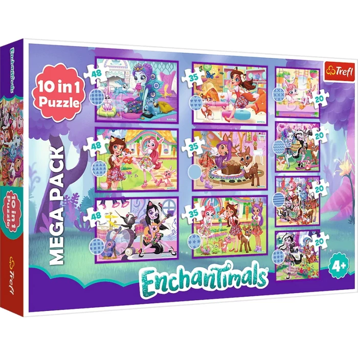 Trefl 90384 - Enchantimals - Barátok - 10 az 1-ben puzzle (20,35,48 db-os)
