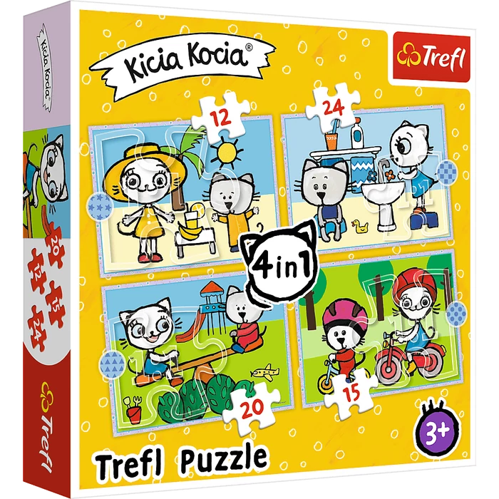 Trefl 34372 - Kiscicák története - 4 az 1-ben (12, 15, 20, 24 db-os) puzzle