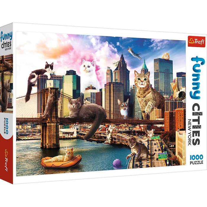 Trefl 10595 - Funny Cities - Macskák New Yorkban - 1000 db-os puzzle