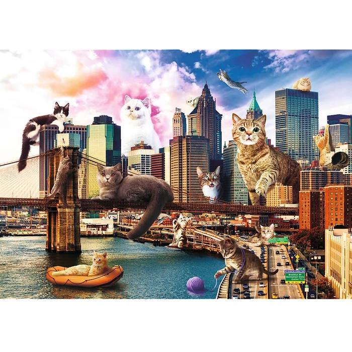 Trefl 10595 - Funny Cities - Macskák New Yorkban - 1000 db-os puzzle