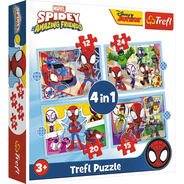 Trefl 34611 - Marvel - Spidey and his amazing friends - 4 az 1-ben puzzle (12,15,20,24 db-os)