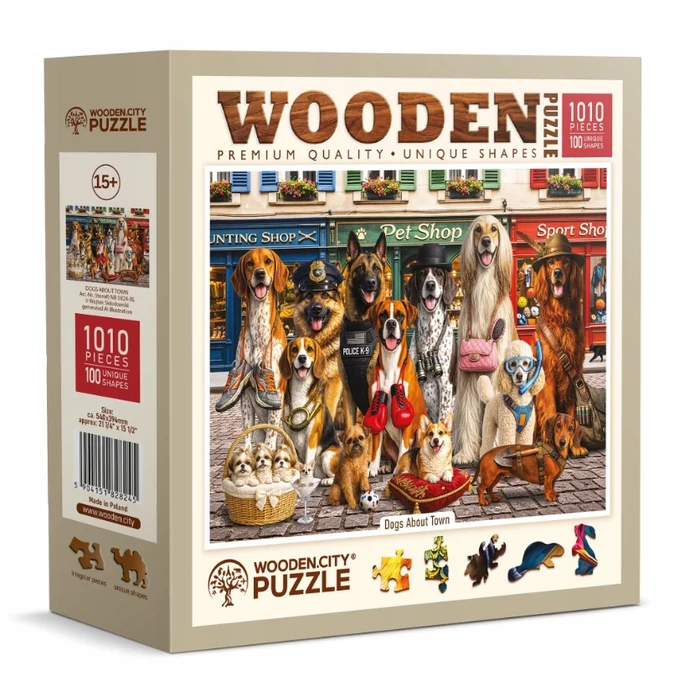 Wooden City NB0824-XL - Dogs About Town - 1010 db-os fa puzzle