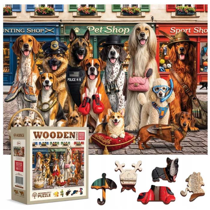 Wooden City NB0824-XL - Dogs About Town - 1010 db-os fa puzzle